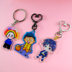 Customized Anime Keyring clear Key Tag School Bag Pendant Custom Printed Anime Frosted Acrylic Charm Custom Keychain