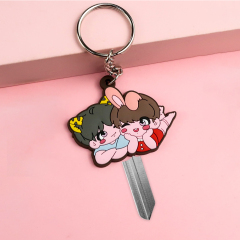 Plastic Key Head Cover Cap Rubber Keychain Custom Logo Keycaps Key Covers Ring Soft Pvc Color Cute Car Key Cover Cap