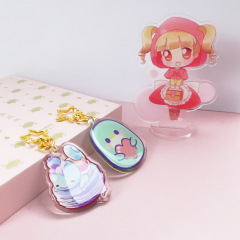 Make Your Own logo Design Customized clear Glitter Acrylic Keychain Charms Holographic Custom Anime Printed Acrylic Charms
