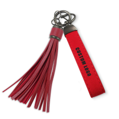 Custom Tassel Wristlet Keychain Luxury Leather Keyring for Engraving