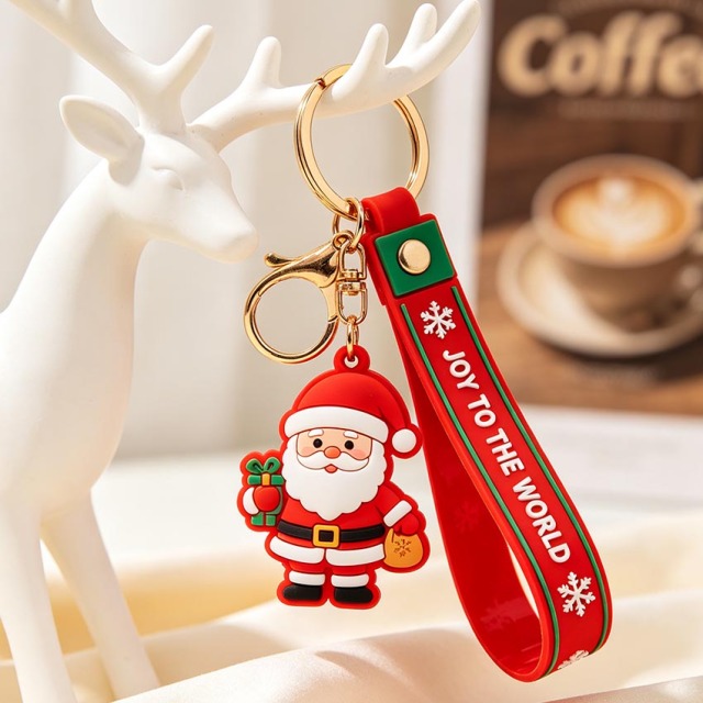 Factory Price Custom Christmas PVC Keychain Soft Wristband Key Pendant