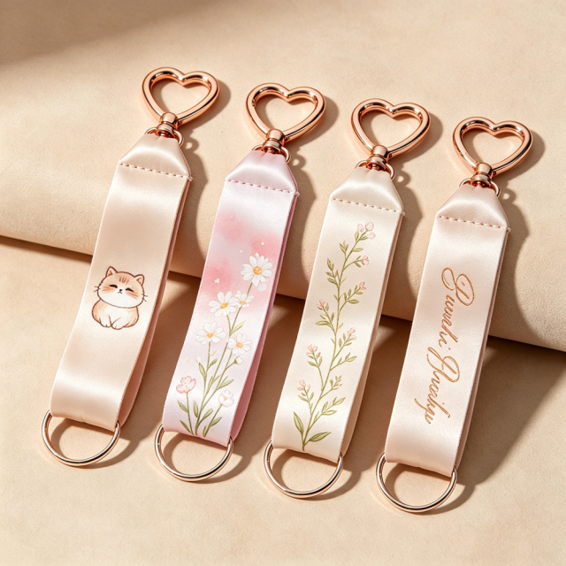Custom Logo Webbing Keychain Heart Clasp Short Lanyard Promotional Bag Charm,Zhongshan Yutang Craft Gifts Co., Ltd.，KeyChains+medal+Fridge Magnet,Custom Logo Webbing Keychain Heart Clasp Short Lanyard Promotional Bag Charm