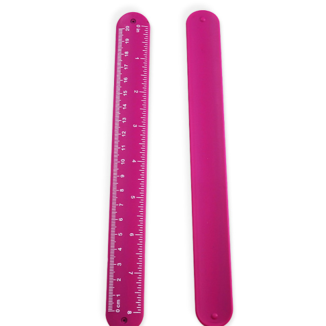 Custom logo Durable Silicone Flexible Folding Rolling Ruler Slap Bracelet for Kids Children School