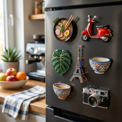 Design Ocean Beach Scene Layered Resin Refrigerator Magnets Real Sand 3D Wave Effect Handmade for Coastal Tourism Retail