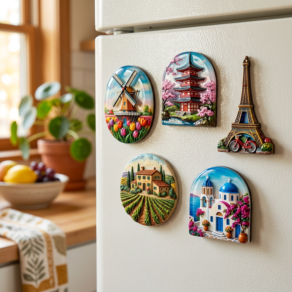 OEM Marble Effect Epoxy Resin Refrigerator Magnets Elegant Texture Swirl Design Custom Logo Accent for Luxury Brand Promotion