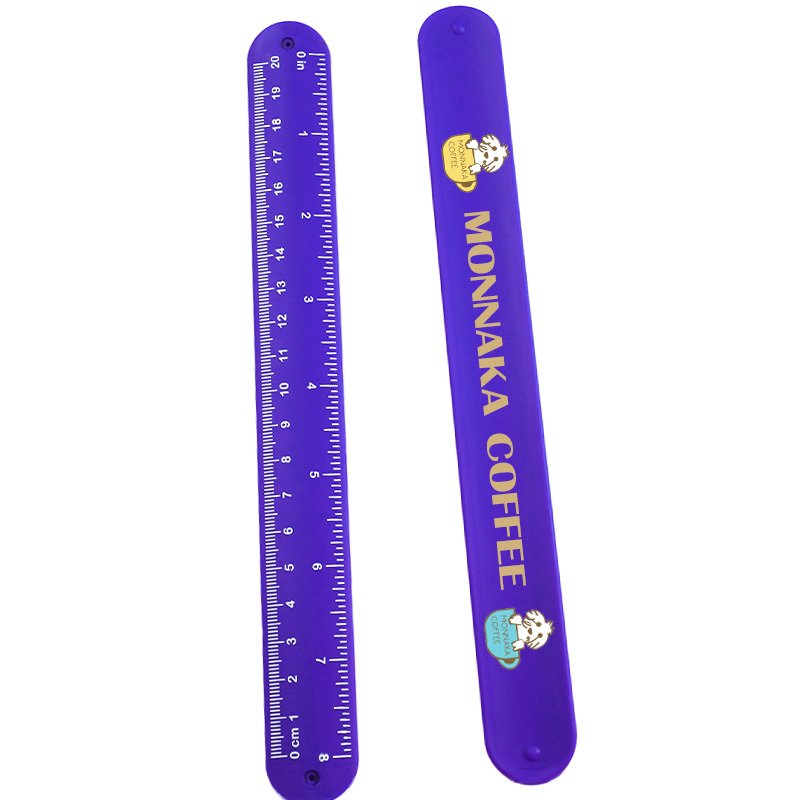 Custom Bracelet logo Printing Silicone Wrist Bands Rubber Slap Ruler Tool Plastic Fasteners Wristband Snap for Advertising