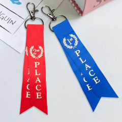 Fast Custom Short Lanyard Personalized Silk Ribbon Keychain for Backpack,Zhongshan Yutang Craft Gifts Co., Ltd.，KeyChains+medal+Fridge Magnet,Fast Custom Short Lanyard Personalized Silk Ribbon Keychain for Backpack