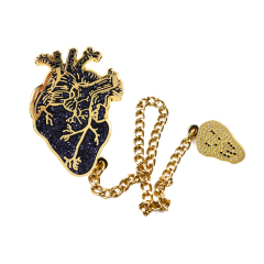 Factory Fast Oem Gold Anatomical Heart Id Lapel Pin with Chain for Suit Men,Zhongshan Yutang Craft Gifts Co., Ltd.，KeyChains+medal+Fridge Magnet,Factory Fast Oem Gold Anatomical Heart Id Lapel Pin with Chain for Suit Men