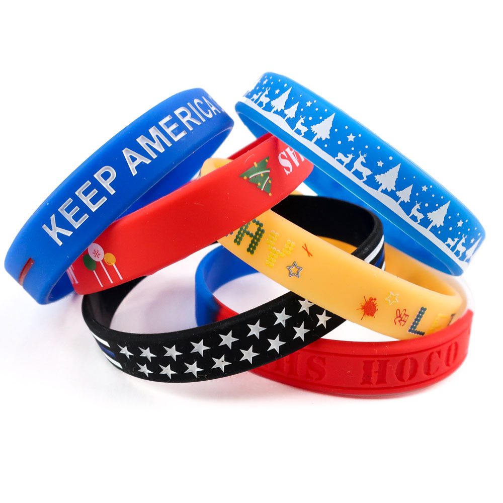 Custom Rubber Wristband Printing Custom logo Man Silicone Bracelet Reusable Wristbands