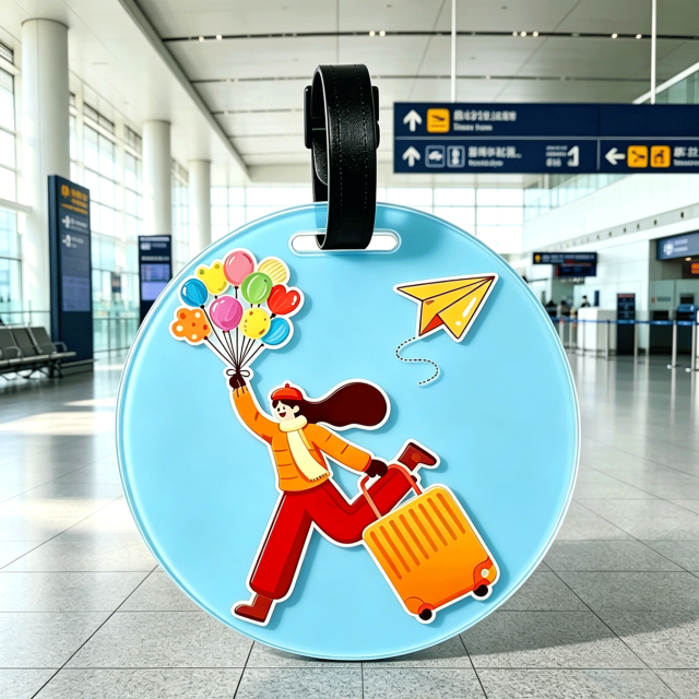 Cheap Printed Acrylic Luggage Tag Adjustable Travel Bag Name Label Suitcase Identification Promotional Gifts Use