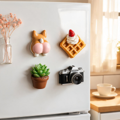 Cute Animal Shape Epoxy Resin Fridge Magnets Cat Dog Panda 3D Design Strong Magnet Custom OEM for Pet Lovers & Kids