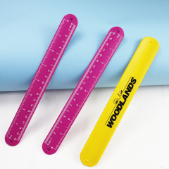 Custom logo Durable Silicone Flexible Folding Rolling Ruler Slap Bracelet for Kids Children School