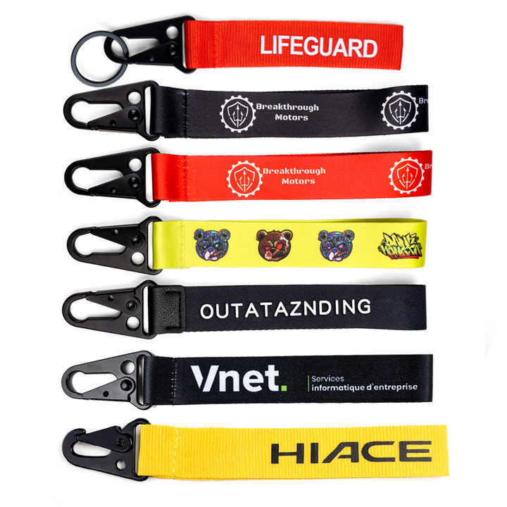 Custom Adjustable Polyester Promotional Printing Woven Short Lanyard with logo Custom Wholesale,Zhongshan Yutang Craft Gifts Co., Ltd.，KeyChains+medal+Fridge Magnet,Custom Adjustable Polyester Promotional Printing Woven Short Lanyard with logo Custom Wholesale