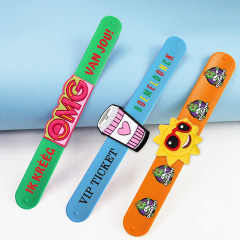 Factory Fast Custom Cute Silicone Slap Bracelet Kids Snap Printed logo Silicone Snap Wristband,Zhongshan Yutang Craft Gifts Co., Ltd.，KeyChains+medal+Fridge Magnet,Factory Fast Custom Cute Silicone Slap Bracelet Kids Snap Printed logo Silicone Snap Wristband