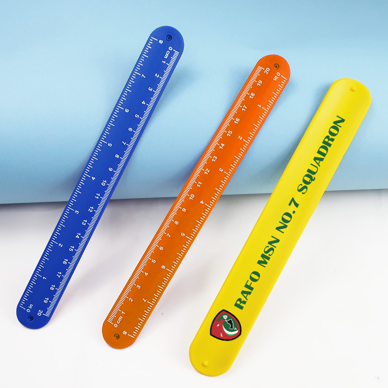 Custom Bracelet logo Printing Silicone Wrist Bands Rubber Slap Ruler Tool Plastic Fasteners Wristband Snap for Advertising