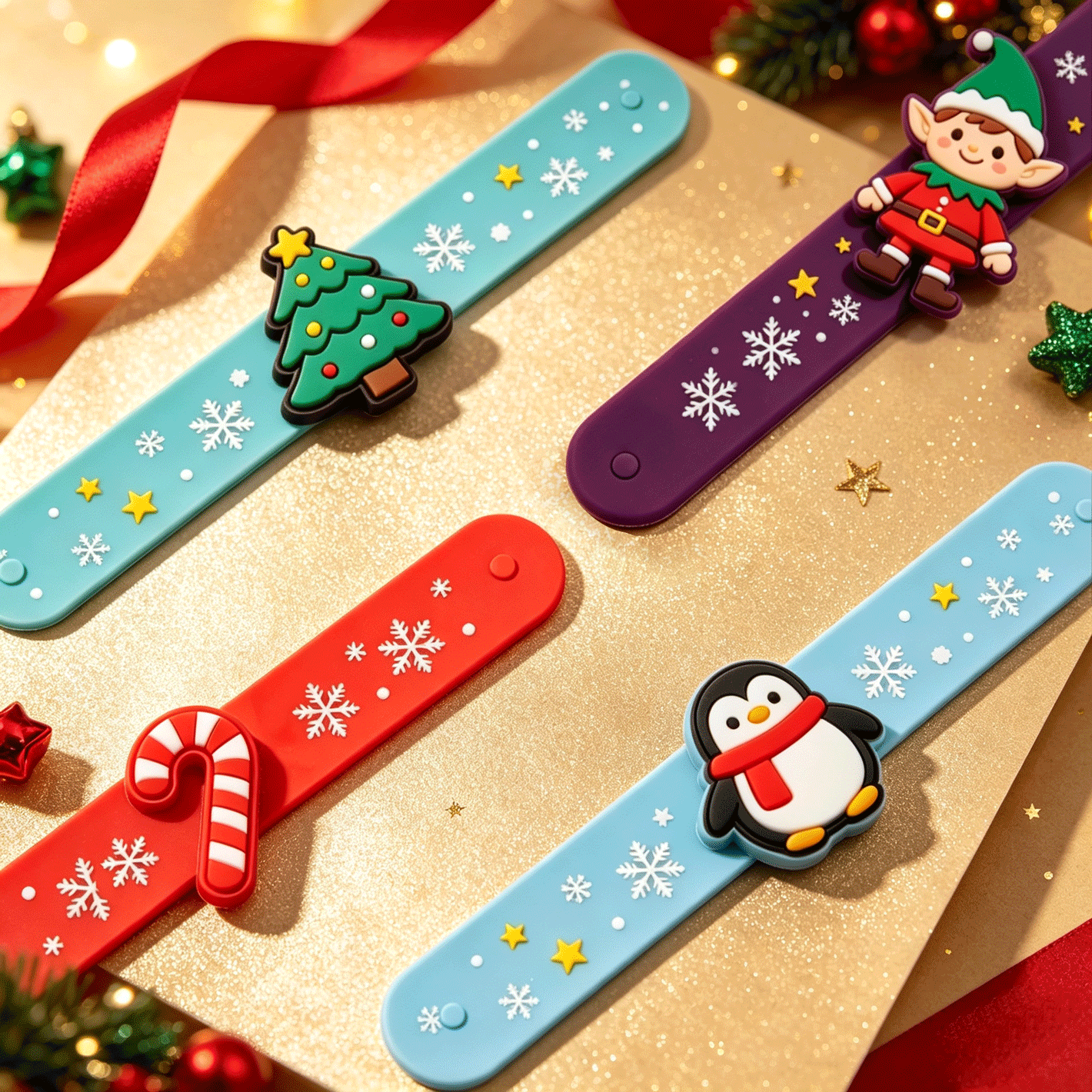 Fast Custom 2d Christmas Charm Wristband Holiday Party Event Bracelet Festive Gift Accessory