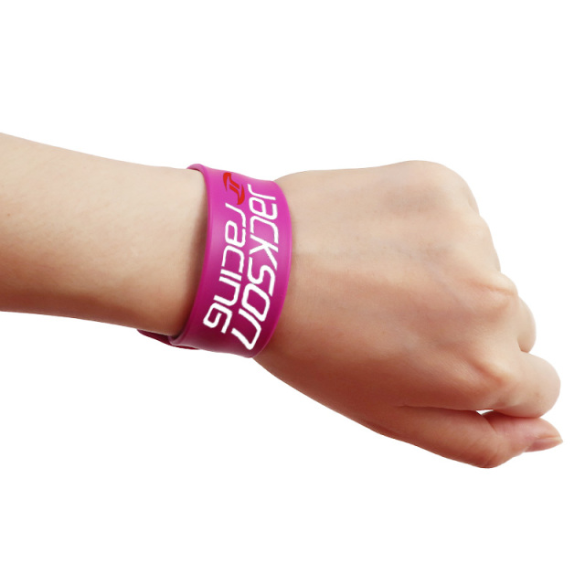Custom Bracelet logo Printing Silicone Wrist Bands Rubber Slap Ruler Tool Plastic Fasteners Wristband Snap for Advertising