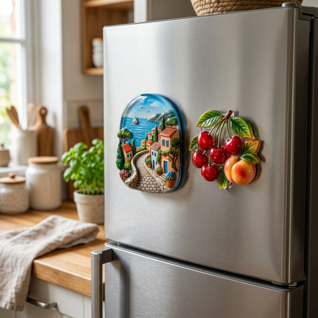 Design Custom OEM Fruit Slice Epoxy Resin Fridge Magnets Realistic Watermelon Citrus Cross-Section for Summer Souvenir