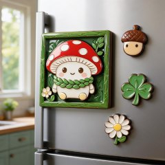 OEM Wood Epoxy Resin Fridge Magnets Custom Shape Logo Eco-Friendly Material Strong Magnetic Backing