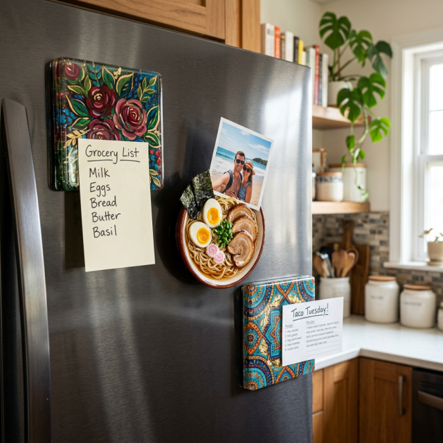 OEM Marble Effect Epoxy Resin Refrigerator Magnets Elegant Texture Swirl Design Custom Logo Accent for Luxury Brand Promotion