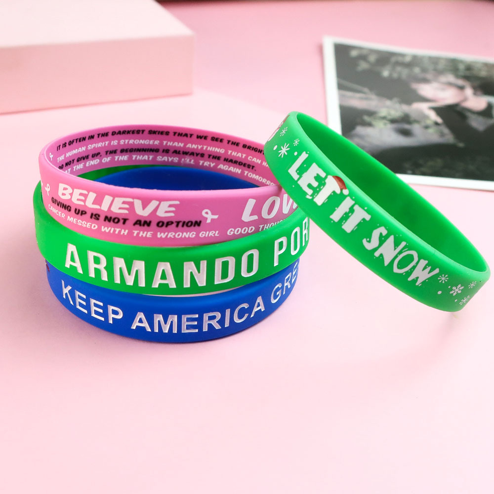 Oem Eco-friendly Sports Friendship Print logo Bracelet Rubber Wrist Band Bangle Waterproof Custom Silicone Wristband