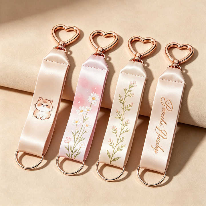 Custom Logo Webbing Keychain Heart Clasp Short Lanyard Promotional Bag Charm,Zhongshan Yutang Craft Gifts Co., Ltd.，KeyChains+medal+Fridge Magnet,Custom Logo Webbing Keychain Heart Clasp Short Lanyard Promotional Bag Charm