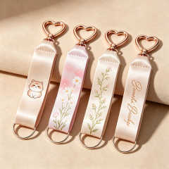 Custom Logo Webbing Keychain Heart Clasp Short Lanyard Promotional Bag Charm,Zhongshan Yutang Craft Gifts Co., Ltd.，KeyChains+medal+Fridge Magnet,Custom Logo Webbing Keychain Heart Clasp Short Lanyard Promotional Bag Charm