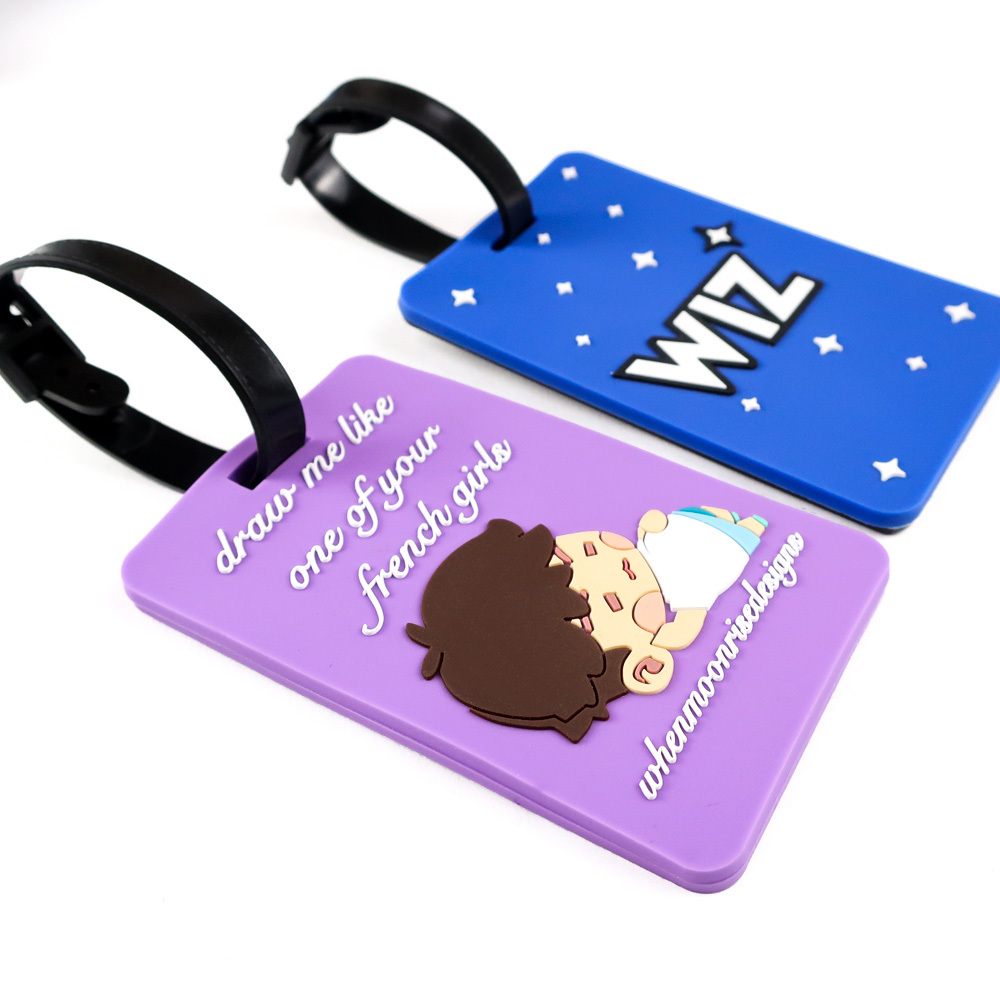 Free Design Creative Aircraft 2d Label Gift Suitcase ID Address Holder Baggage Boarding Custom Logo Pvc Travel Luggage Tag