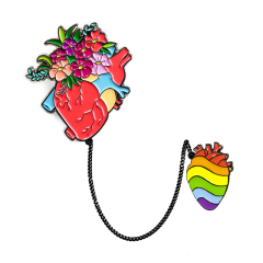 Factory Fast Oem Gold Anatomical Heart Id Lapel Pin with Chain for Suit Men,Zhongshan Yutang Craft Gifts Co., Ltd.，KeyChains+medal+Fridge Magnet,Factory Fast Oem Gold Anatomical Heart Id Lapel Pin with Chain for Suit Men