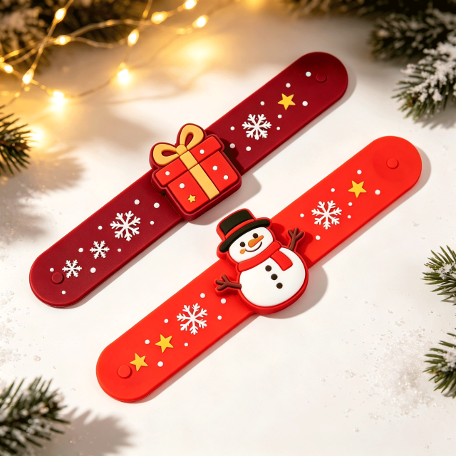 Custom Christmas Wristband Manufacturer Personalized Holiday Event Snap Silicone Bracelet Gift