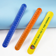 Custom logo Durable Silicone Flexible Folding Rolling Ruler Slap Bracelet for Kids Children School