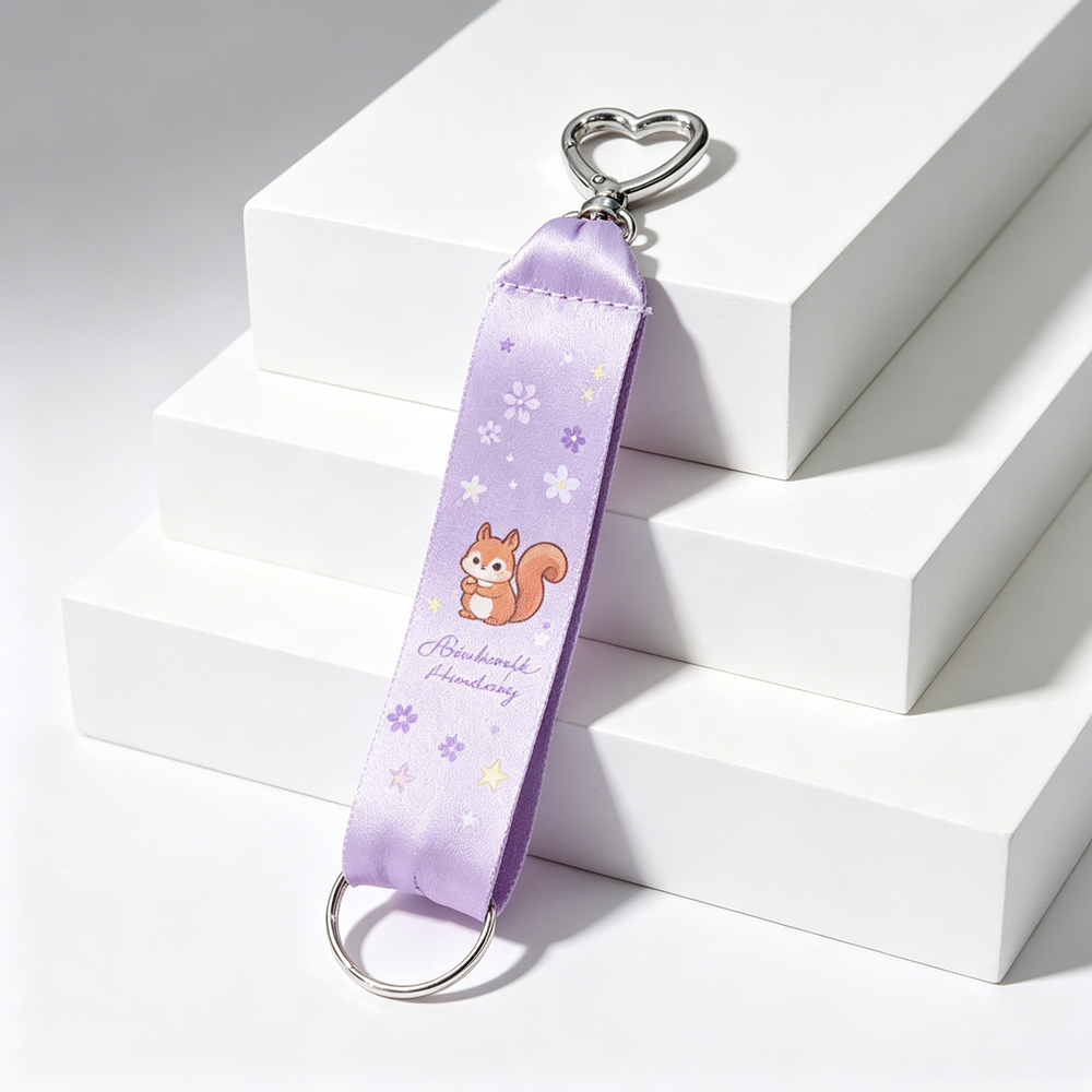 Cute Kawaii Heart Clasp Fabric Keychain Custom Logo Wristlet Lanyard Wholesale,Zhongshan Yutang Craft Gifts Co., Ltd.，KeyChains+medal+Fridge Magnet,Cute Kawaii Heart Clasp Fabric Keychain Custom Logo Wristlet Lanyard Wholesale