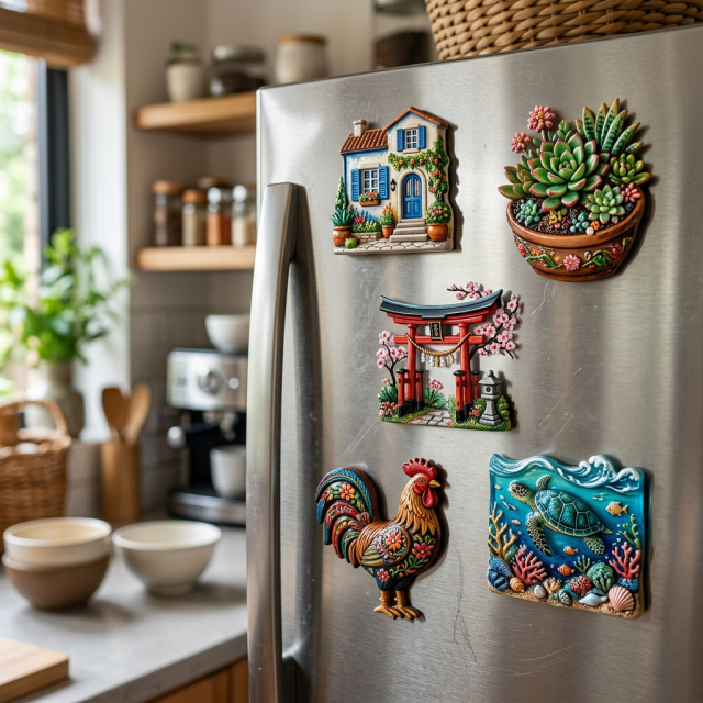 OEM Marble Effect Epoxy Resin Refrigerator Magnets Elegant Texture Swirl Design Custom Logo Accent for Luxury Brand Promotion
