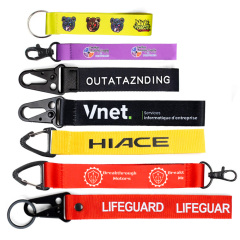Custom Logo Carabiner Hook Printing Polyester Lanyards Short Strap Wrist Keychain with logo Custom,Zhongshan Yutang Craft Gifts Co., Ltd.，KeyChains+medal+Fridge Magnet,Custom Logo Carabiner Hook Printing Polyester Lanyards Short Strap Wrist Keychain with logo Custom