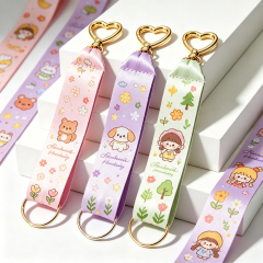 Custom Logo Webbing Keychain Heart Clasp Short Lanyard Promotional Bag Charm,Zhongshan Yutang Craft Gifts Co., Ltd.，KeyChains+medal+Fridge Magnet,Custom Logo Webbing Keychain Heart Clasp Short Lanyard Promotional Bag Charm