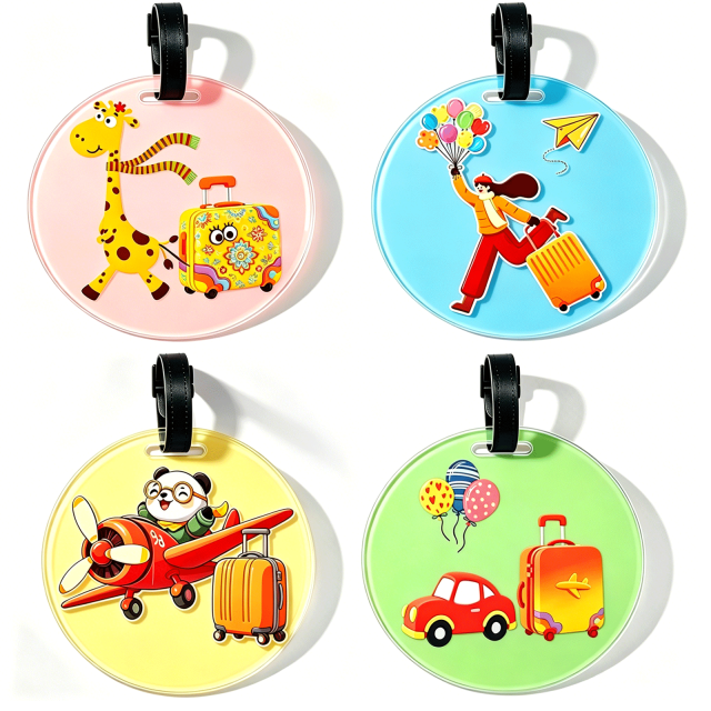 Cheap Printed Acrylic Luggage Tag Adjustable Travel Bag Name Label Suitcase Identification Promotional Gifts Use