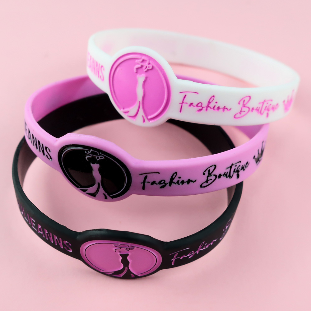 Custom Silicone Wristbands Adjustable Elastic Plastic Double Side logo Rubber Bracelets Silicone Wristbands China