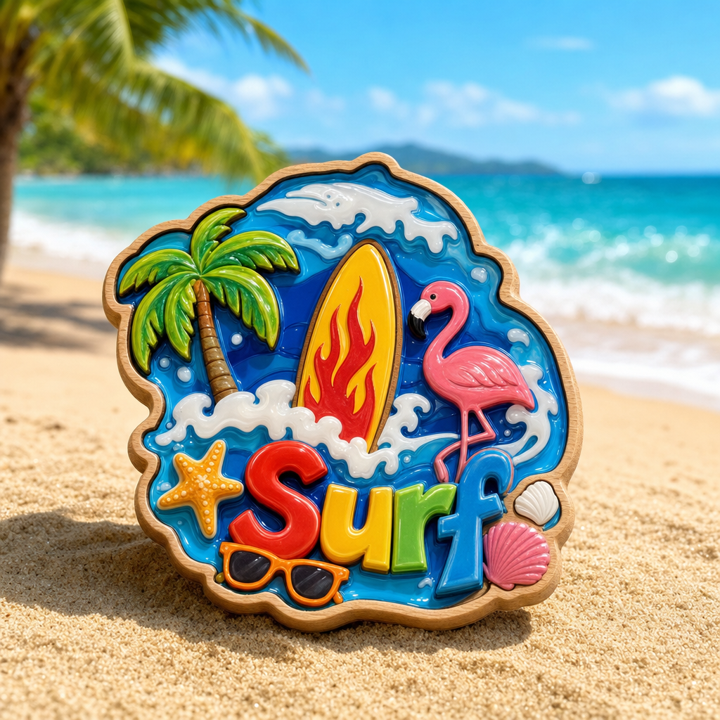 Custom Wood Epoxy Resin Fridge Magnets Beach Holiday Gifts Printed Relief Handmade Souvenir Low MOQ Free Design