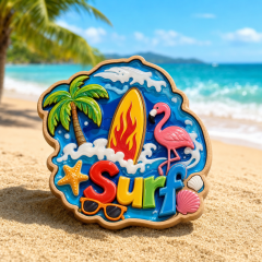 Custom Wood Epoxy Resin Fridge Magnets Beach Holiday Gifts Printed Relief Handmade Souvenir Low MOQ Free Design