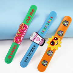 Wholesale Cheap Custom Rubber Recycled Blank Silicone Slap Bracelet Snap Clip for Event Wristbands