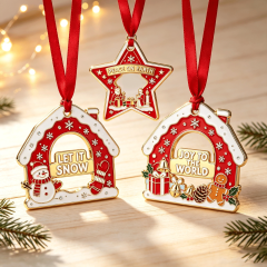 Custom Zinc Alloy Hollow Christmas Ornaments Laser Cut Engraved Metal Decor,MY SHOP,Custom Zinc Alloy Hollow Christmas Ornaments Laser Cut Engraved Metal Decor