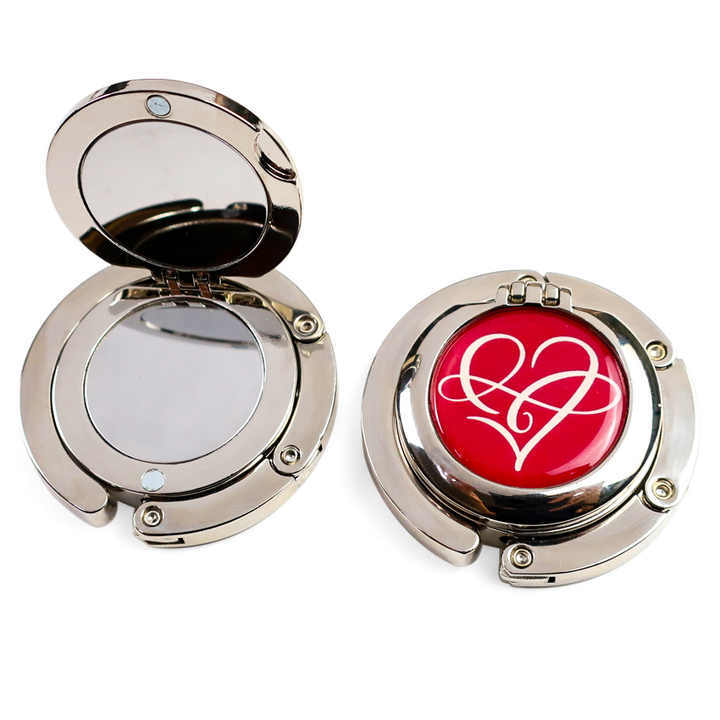 Portable Fashion Round Metal Zinc Alloy Blank Foldable Custom Logo Hook Bag Hanger Handbag Holder,MY SHOP,Portable Fashion Round Metal Zinc Alloy Blank Foldable Custom Logo Hook Bag Hanger Handbag Holder