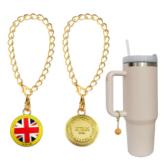 Custom zinc alloy metal logo enamel silver gold coin pendant for cup handle tumbler accessories handle cup charms,MY SHOP,Custom zinc alloy metal logo enamel silver gold coin pendant for cup handle tumbler accessories handle cup charms
