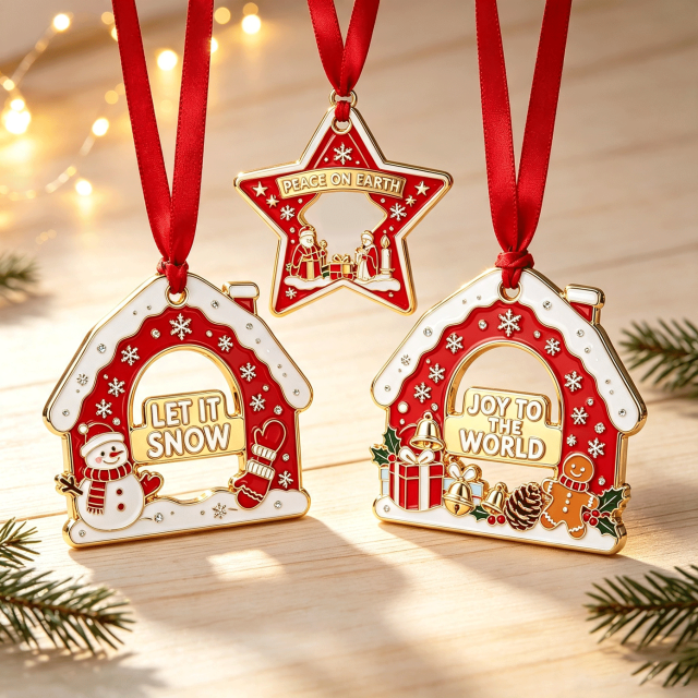 Personalized Metal Soft Enamel Pendant Christmas Tree Ornaments Custom DIY Decor,MY SHOP,Personalized Metal Soft Enamel Pendant Christmas Tree Ornaments Custom DIY Decor
