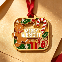 Custom square Logo Gold Metal Christmas Ornaments Corporate Gift Bulk Hanging,MY SHOP,Custom square Logo Gold Metal Christmas Ornaments Corporate Gift Bulk Hanging