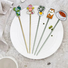 Cheap Custom Metal Painted logo Sushi Stick Engraved Fruit Fork,MY SHOP,Cheap Custom Metal Painted logo Sushi Stick Engraved Fruit Fork