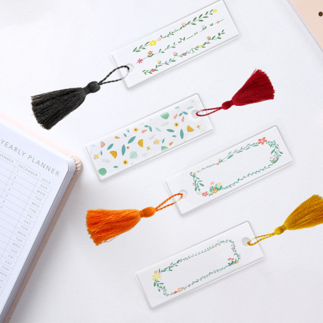 Custom Solid Coloured Dried Flower Mirror clear Acrylic Blank Bookmark Holographic Tassels for Vinyl,Zhongshan Yutang Craft Gifts Co., Ltd.，KeyChains+medal+Fridge Magnet,Custom Solid Coloured Dried Flower Mirror clear Acrylic Blank Bookmark Holographic Tassels for Vinyl