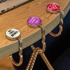Foldable Epoxy Portable Zinc Alloy Purse Handbag Bag Hanger Hook with Your Custom logo,MY SHOP,Foldable Epoxy Portable Zinc Alloy Purse Handbag Bag Hanger Hook with Your Custom logo