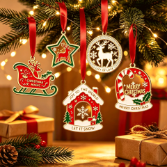 Custom Zinc Alloy Hollow Christmas Ornaments Laser Cut Engraved Metal Decor,MY SHOP,Custom Zinc Alloy Hollow Christmas Ornaments Laser Cut Engraved Metal Decor
