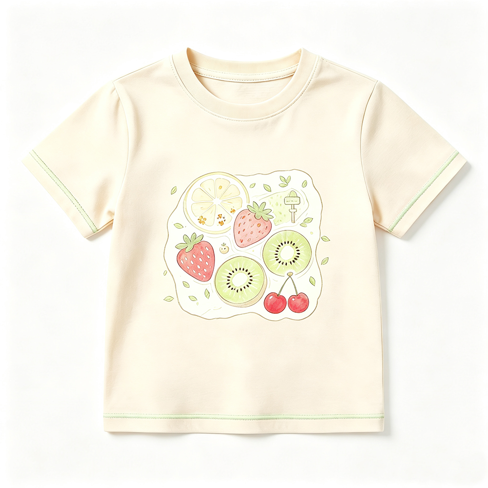 Kids Cotton T-shirt - Ocean Cartoon Print,Anrybon,Kids Short‑Sleeve Tops